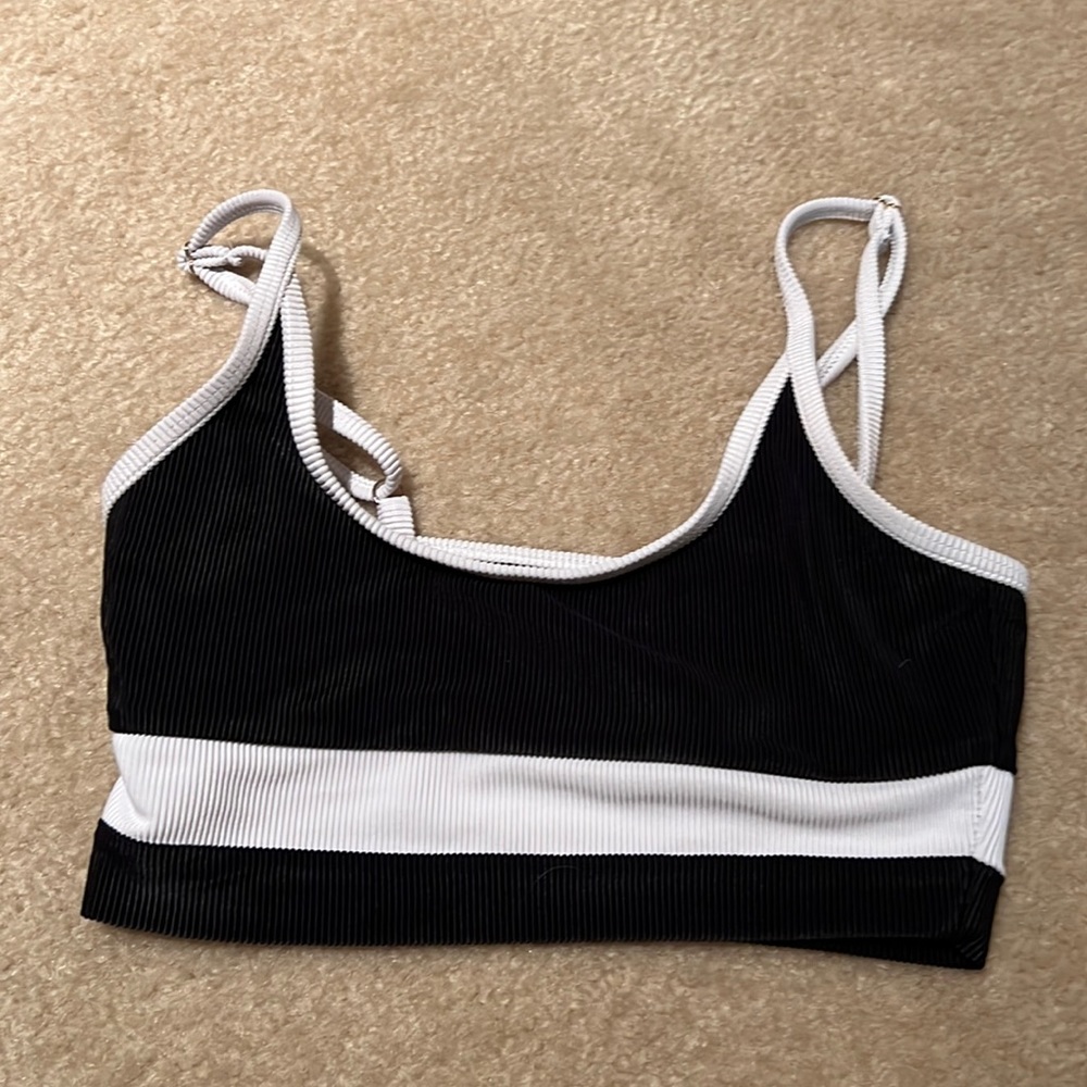 Beach Riot Black and White Sports Bra